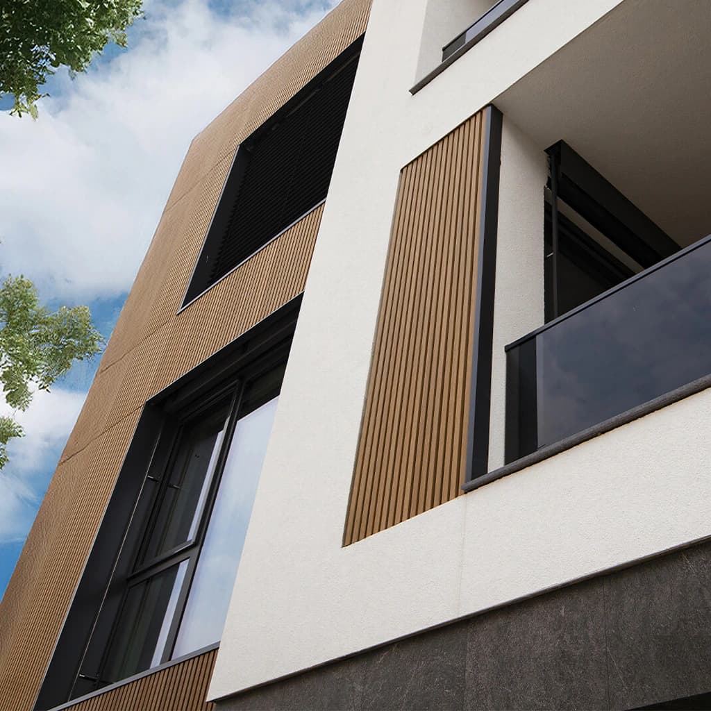 Revestimiento de Pared Exterior Wall Panel G04 Timber + G07 Noir